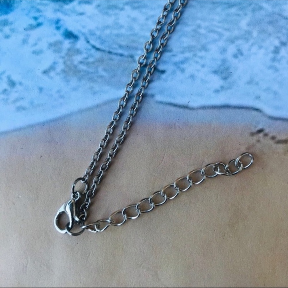 Mermaid Kisses and Starfish Wishes Necklace, 18' Silvertone necklace with 2" ext - Picture 2 of 2
